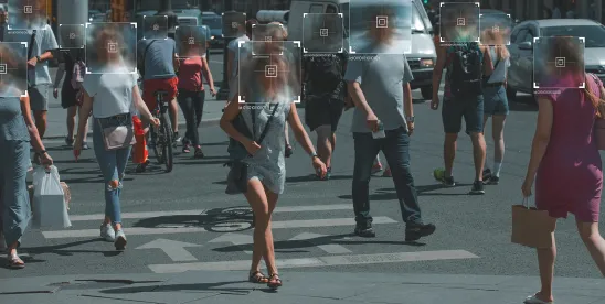 Biometric information being collected on a Chicago street