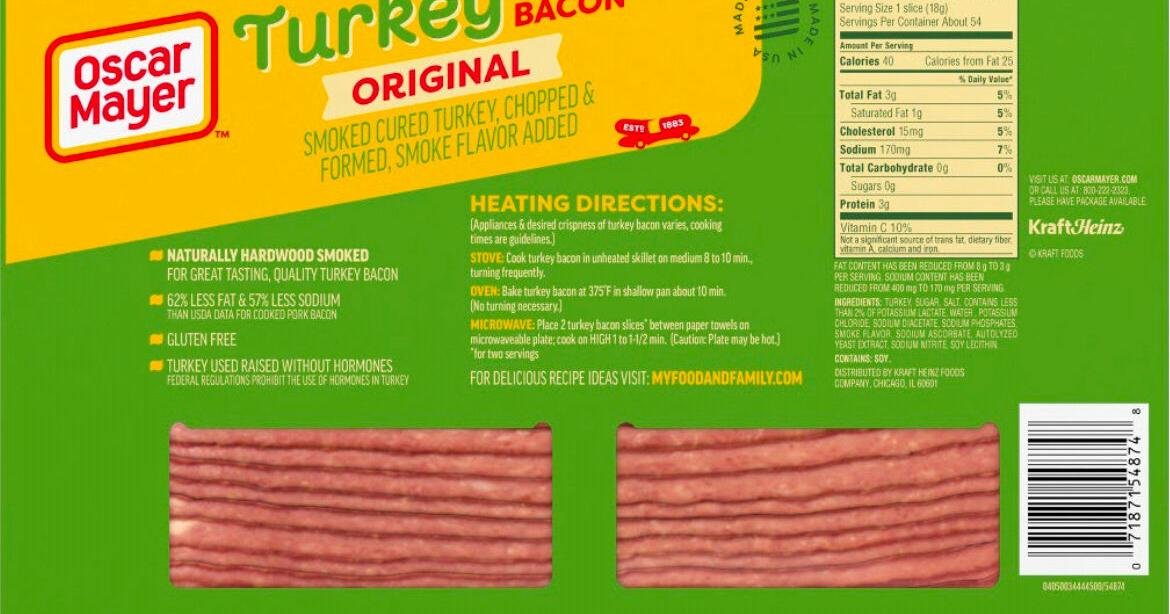 Over 350K pounds of turkey bacon recalled, USDA says | Health