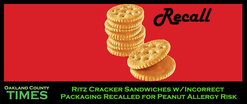 Ritz Cracker Sandwiches w/Incorrect Packaging Recalled for Peanut Allergy Risk